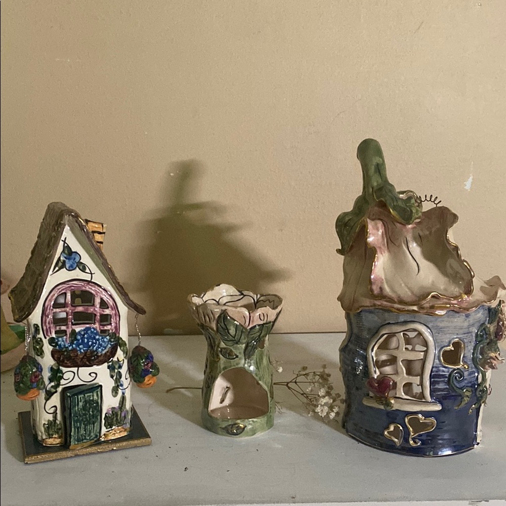 Blue Sky Ceramic Art Set with Blue and Green Accents